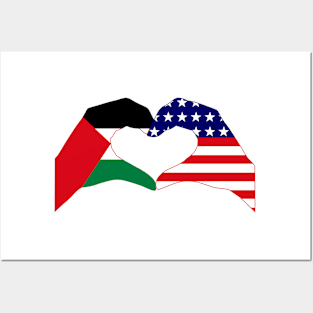 We Heart Palestine & USA Patriot Flag Series Posters and Art